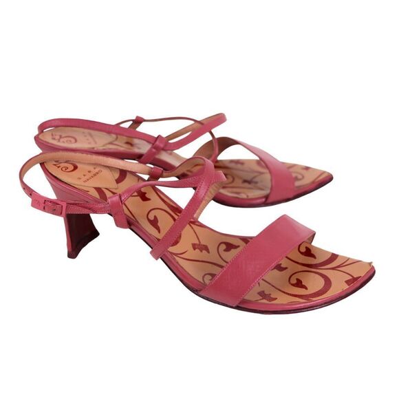 Sara Navarro POWDER ROSES REAL LEATHER MID HEEL OPEN TOE STRAPPY SANDALS Sz 39C - Picture 7 of 11